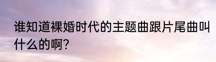 谁知道裸婚时代的主题曲跟片尾曲叫什么的啊？