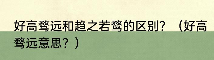 好高骛远和趋之若鹜的区别？（好高骛远意思？）