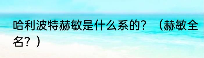 哈利波特赫敏是什么系的？（赫敏全名？）