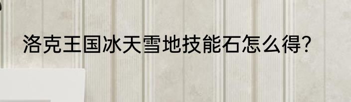 洛克王国冰天雪地技能石怎么得？