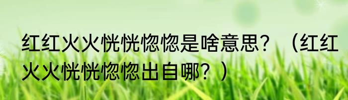 红红火火恍恍惚惚是啥意思？（红红火火恍恍惚惚出自哪？）