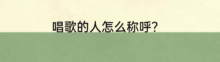 唱歌的人怎么称呼？