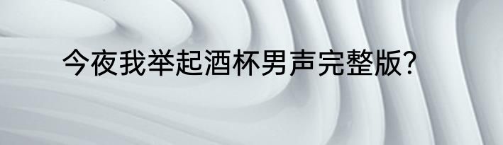 今夜我举起酒杯男声完整版？