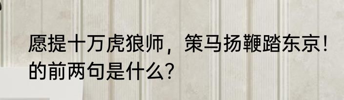愿提十万虎狼师，策马扬鞭踏东京！的前两句是什么？