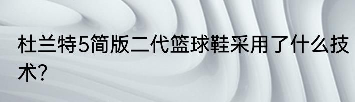 杜兰特5简版二代篮球鞋采用了什么技术？