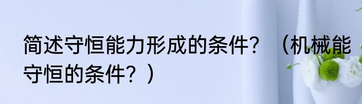 简述守恒能力形成的条件？（机械能守恒的条件？）
