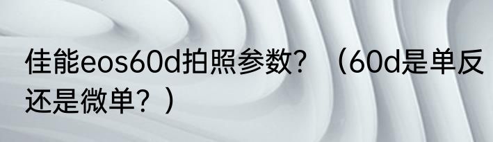 佳能eos60d拍照参数？（60d是单反还是微单？）
