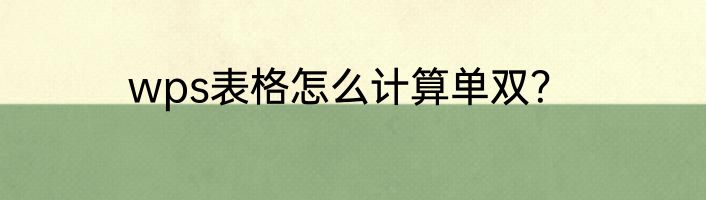 wps表格怎么计算单双？
