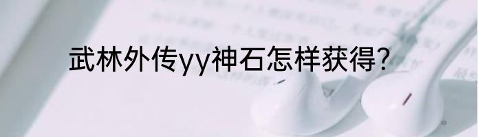 武林外传yy神石怎样获得？