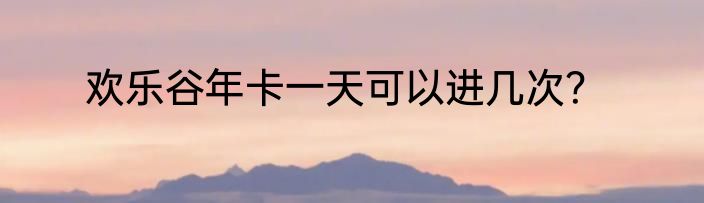 欢乐谷年卡一天可以进几次？