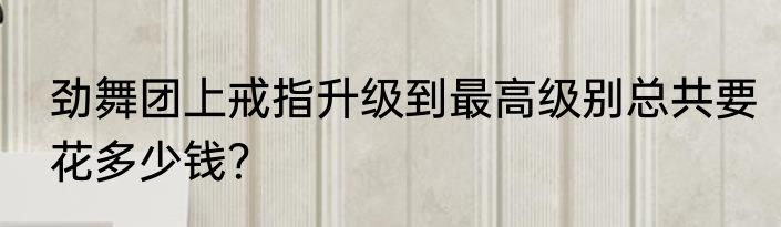 劲舞团上戒指升级到最高级别总共要花多少钱？