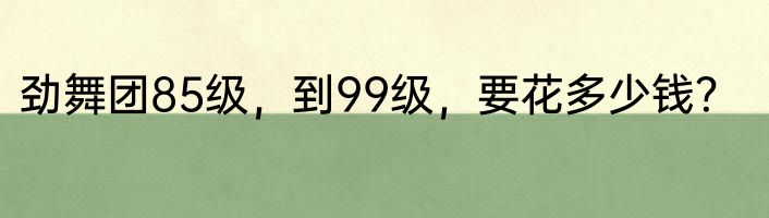 劲舞团85级，到99级，要花多少钱？