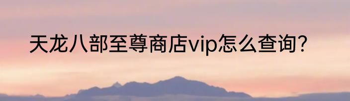 天龙八部至尊商店vip怎么查询？