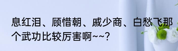 息红泪、顾惜朝、戚少商、白愁飞那个武功比较厉害啊~~？