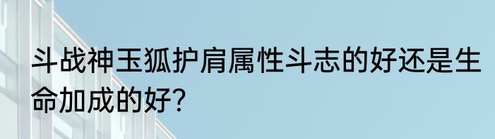 斗战神玉狐护肩属性斗志的好还是生命加成的好？