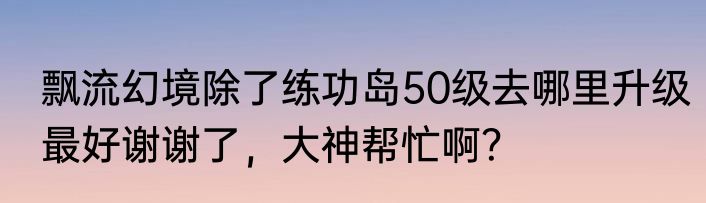 飘流幻境除了练功岛50级去哪里升级最好谢谢了，大神帮忙啊？