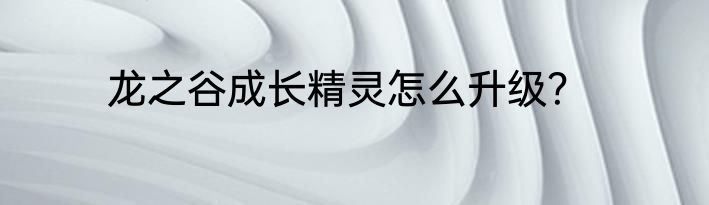 龙之谷成长精灵怎么升级？
