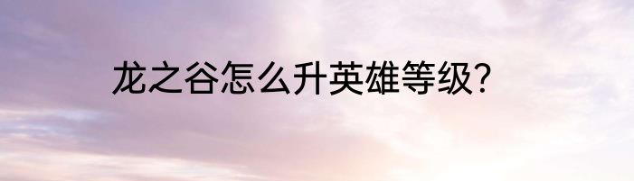 龙之谷怎么升英雄等级？