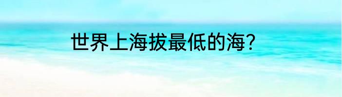 世界上海拔最低的海？