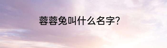 蓉蓉兔叫什么名字？