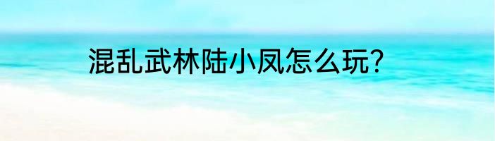 混乱武林陆小凤怎么玩？