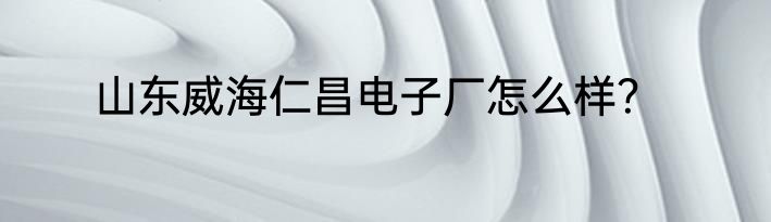山东威海仁昌电子厂怎么样？