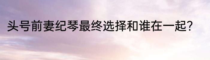 头号前妻纪琴最终选择和谁在一起？