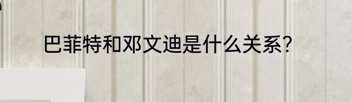 巴菲特和邓文迪是什么关系？