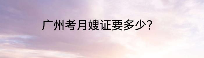 广州考月嫂证要多少？
