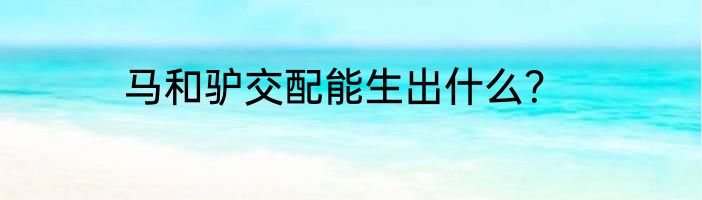马和驴交配能生出什么？