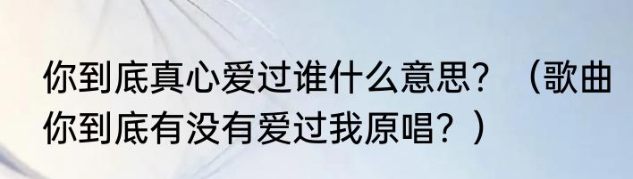 你到底真心爱过谁什么意思？（歌曲你到底有没有爱过我原唱？）