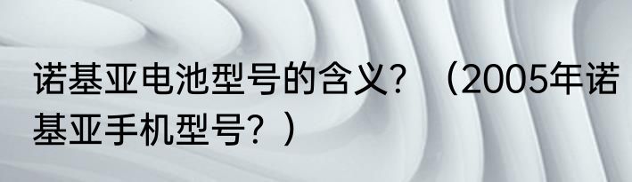 诺基亚电池型号的含义？（2005年诺基亚手机型号？）