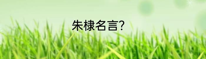朱棣名言？