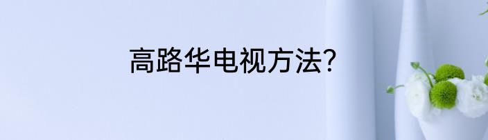 高路华电视方法？