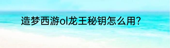 造梦西游ol龙王秘钥怎么用？