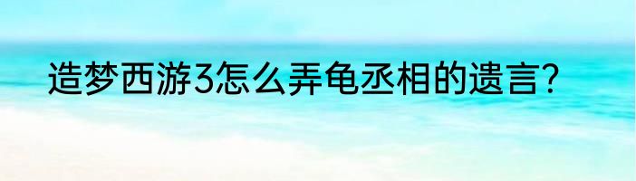 造梦西游3怎么弄龟丞相的遗言？