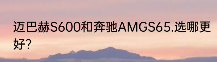 迈巴赫S600和奔驰AMGS65.选哪更好？