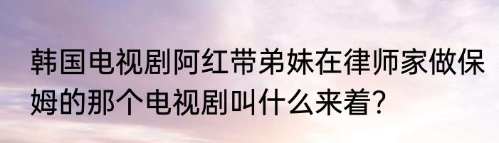 韩国电视剧阿红带弟妹在律师家做保姆的那个电视剧叫什么来着？
