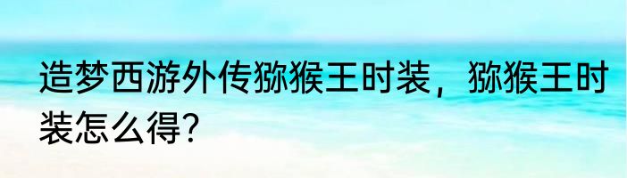 造梦西游外传猕猴王时装，猕猴王时装怎么得？