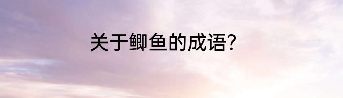关于鲫鱼的成语？