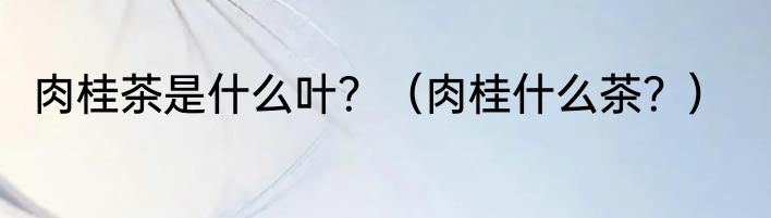 肉桂茶是什么叶？（肉桂什么茶？）