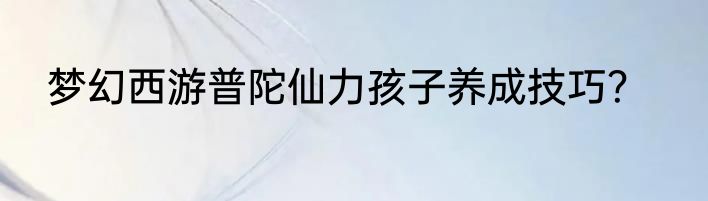 梦幻西游普陀仙力孩子养成技巧？