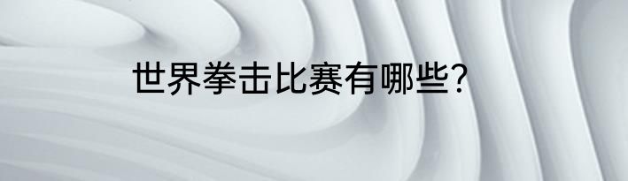 世界拳击比赛有哪些？