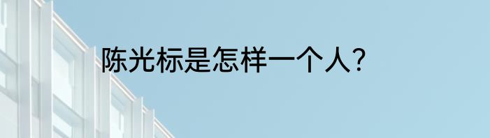 陈光标是怎样一个人？