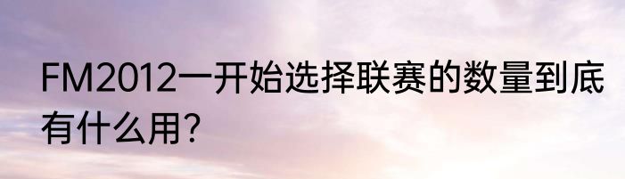 FM2012一开始选择联赛的数量到底有什么用？