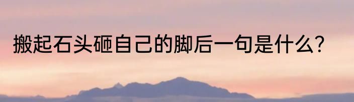 搬起石头砸自己的脚后一句是什么？