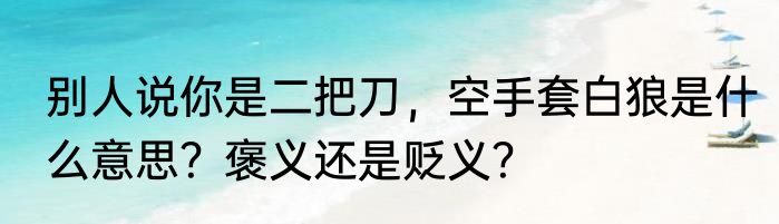 别人说你是二把刀，空手套白狼是什么意思？褒义还是贬义？