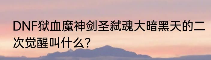 DNF狱血魔神剑圣弑魂大暗黑天的二次觉醒叫什么？