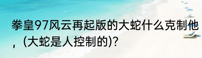 拳皇97风云再起版的大蛇什么克制他，(大蛇是人控制的)？