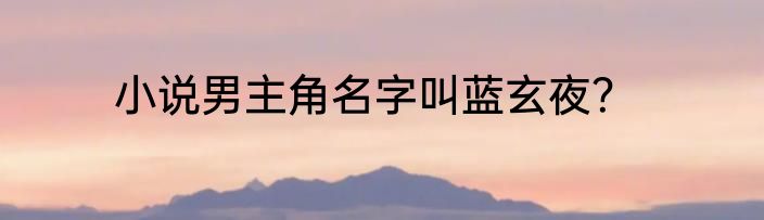小说男主角名字叫蓝玄夜？